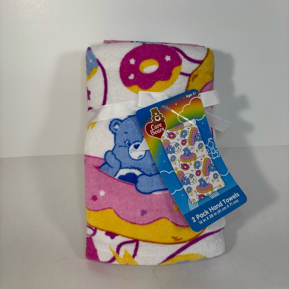 Care Bears Kids Hand Towels Grumpy Bear Pink‎ Donut - Pink, Yellow, Blue